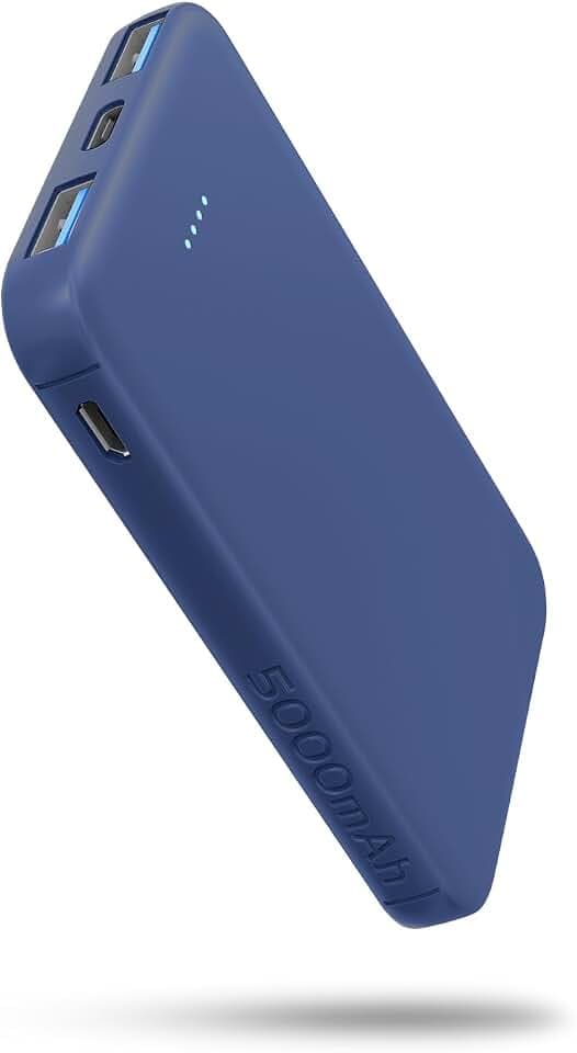S22 Portable Charger, Mini Colorful Power Bank, PowerNano, 5000mAh External Battery Pack Compatible with iPhone 15/14/13/12/11/X All Series and Android Phone,Blue