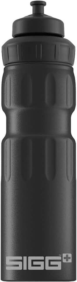 SIGG - Alu Fahrrad Trinkflasche - WMB Sports Black Touch - Mit 3-Stufen-Sportverschluss - Klimaneutral Zertifiziert - Auslaufsicher - Federleicht - BPA-frei - Sport & Fahrrad Zubehör - Schwarz - 0,75L