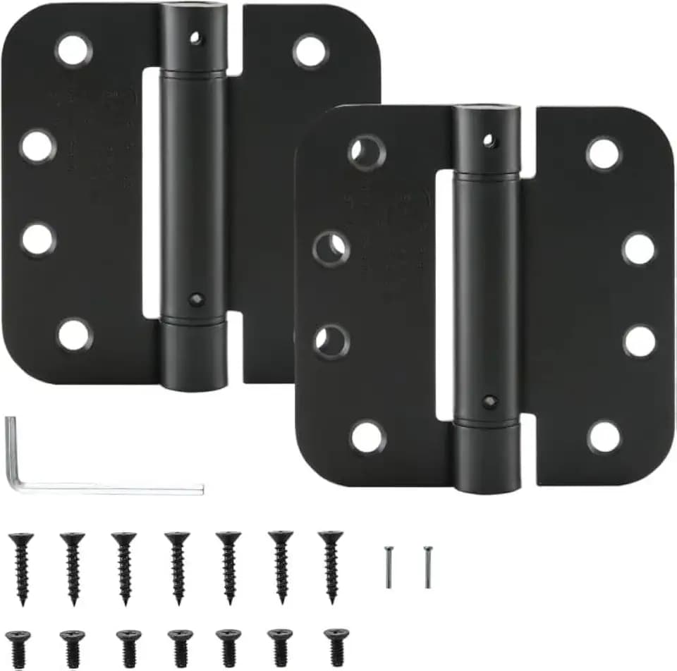4 Inch Self Closing Door Hinges, 5/8 Inch Radius, Matte Black, 2 Pack