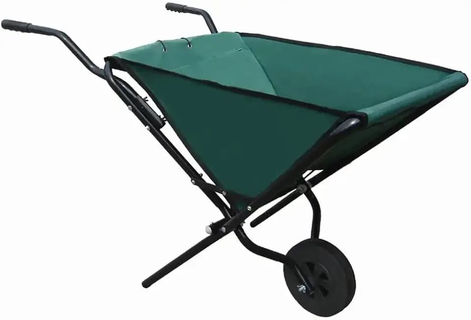 Faltbare Schubkarre - Faltschubkarre - robuster Stahlrahmen - 112 cm x 72 cm x 73 cm - 600 D Oxford Gewebe - Gartenkarre - Aufhängbar - Schiebkarre, Grün/Schwarz