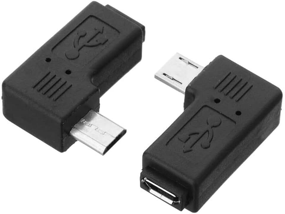 chenyang 2 Pack Micro USB Male to Female 90 Degree Left ＆ Right Angled Extension Connector Adapter