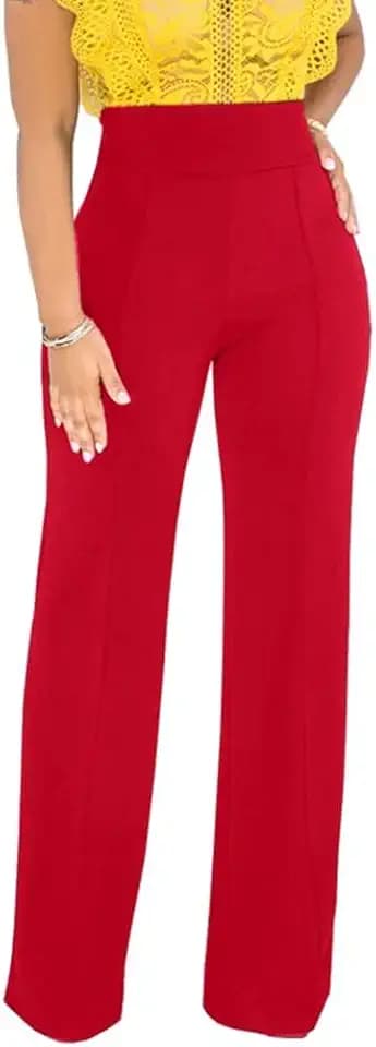 Women Stretchy Straight Leg Dress Pants High Waisted Wide Leg Long Slacks