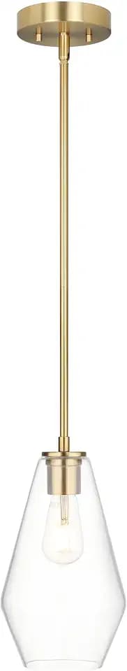 XiNBEi Lighting Brushed Brass Pendant Lights Kitchen Island Clear Glass