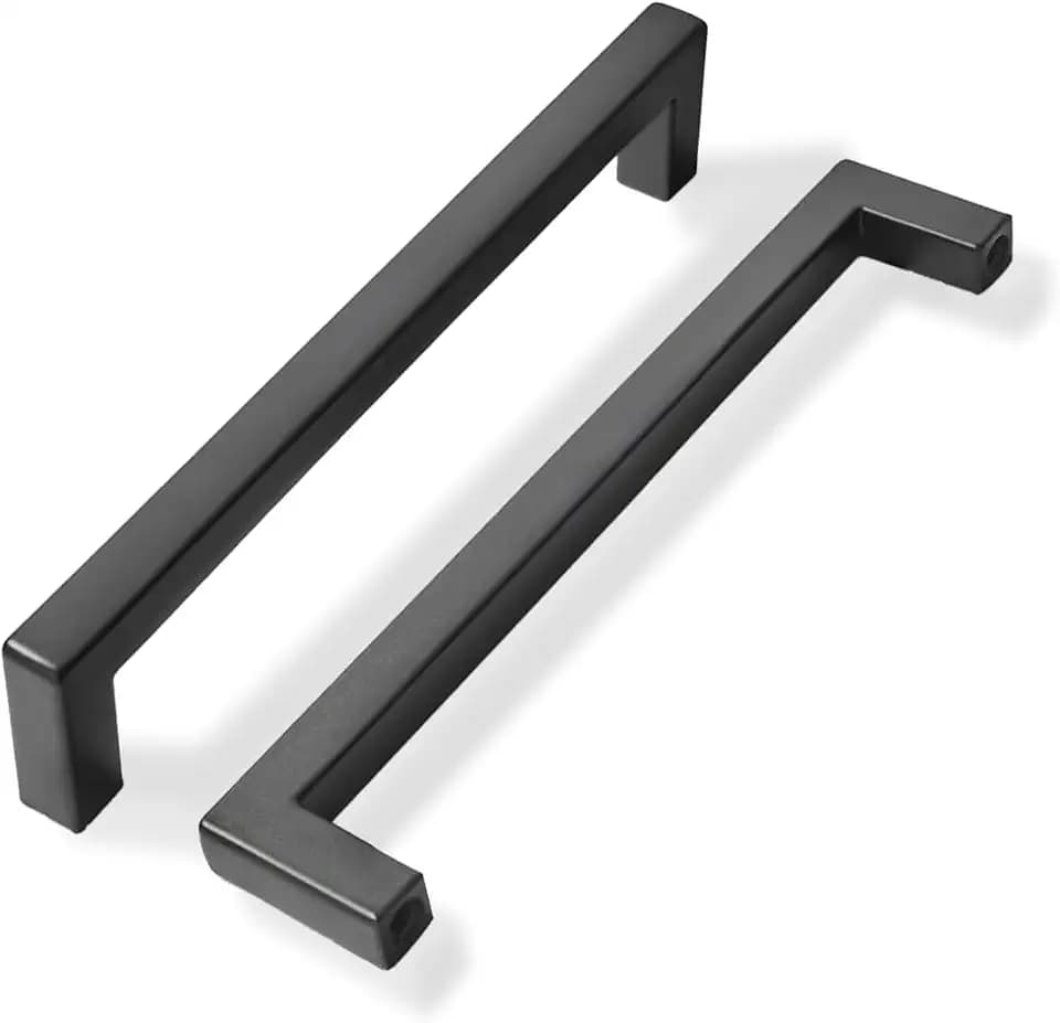 khtumeware 10 Pack 6 inch Center to Center Solid Black Cabinet Pulls Square Bar Drawer Handles Cabinet Handles Matte Black Drawer Pulls Kitchen Cabinet Hardware