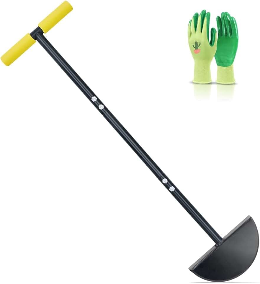 Colwelt Rasenkantenschneider, Half Moon Kantenstecher Rasen mit weichem T-Grip, Manueller Kantenstecher für Gras, der Bürgersteige, Einfahrten, Gärten, 96 cm grenzt