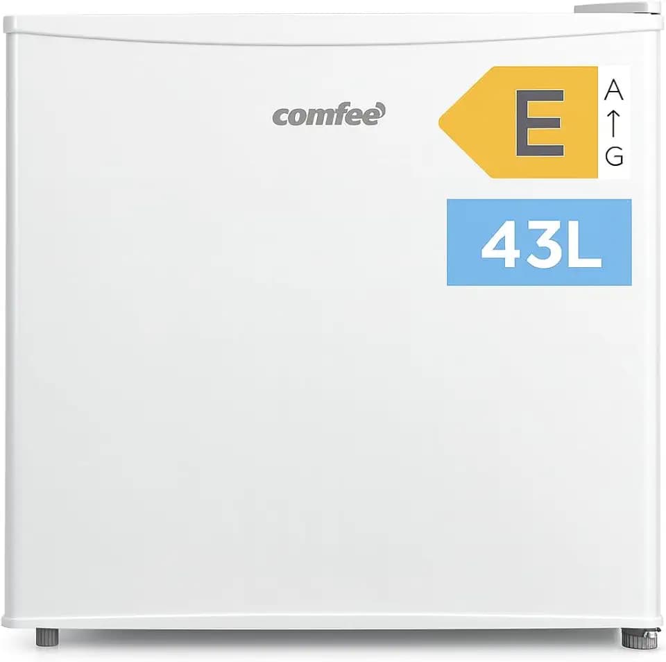 Comfee RCD50WH2(E) Mini Kühlschrank / 43L Kühlbox mit Eisfach/Kühlschrank Klein für Zimmer & Büro/Schnelle Kühlung in der Chiller Box/Temperaturregelung/Verstellbare Füße / 80 kWh/Jahr/Weiß