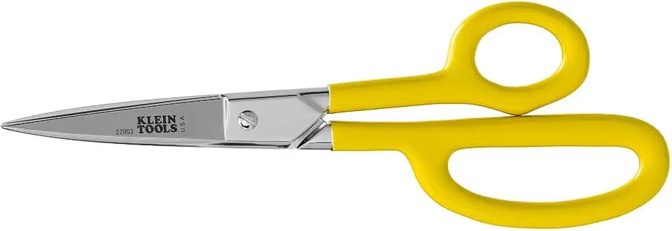 Klein Tools 22003 Premium Forged High-Leverage Utility Shear, Made in USA, 8-Inch Heavy-Duty Scissors with Serrated Edge and Extended High-Leverage Handles, Cuts Rubber, Light Metals, Insulation