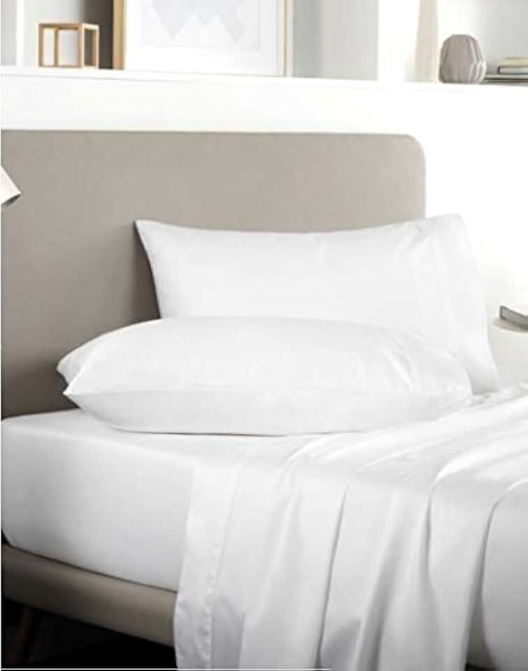 Kopfkissenbezüge von Rayyan Linen, Luxus-Satin, 100 % ägyptische Baumwolle, weiß, ein Paar Kopfissenbezüge Fadenzahl 400, Größe 50 x 75 cm; nur Kopfkissenbezüge