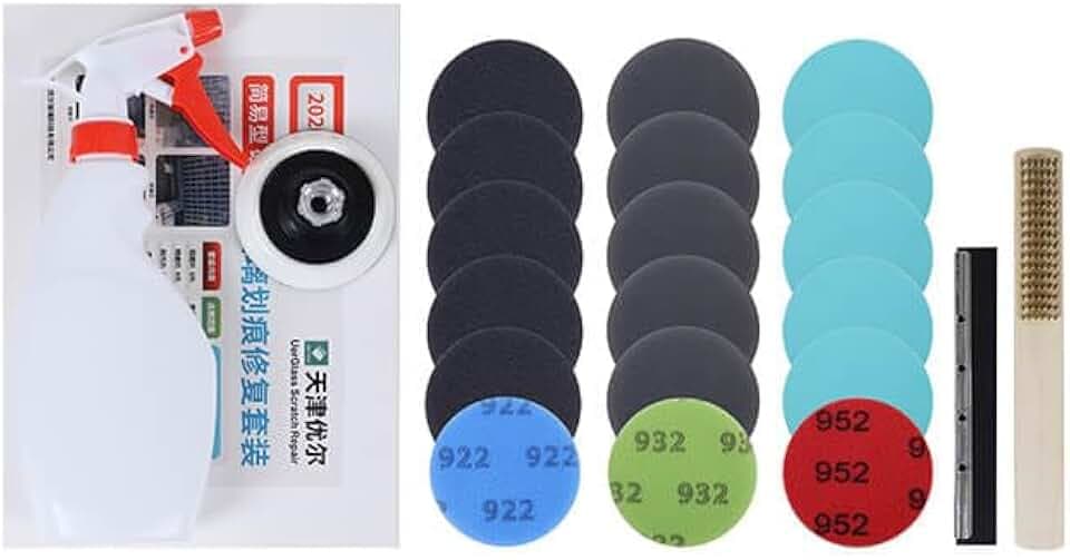 Glas Kratzer reparaturen Entfernungskit Mesh Net Schleifpads Set für Glas Kratzerreparatur Entfernung, Glasfenster, Türen, Wände, Tische 3-Zoll