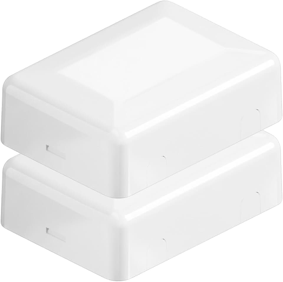 Euro Classic Abzweigdose Klein IP20, 2 Stück, Aufputz und Unterputz, Staubgeschützt & staubdichtes Design, Innen-Anschlussdose mit Schnappverbindung Deckel, 90x65x30 mm, Weiß