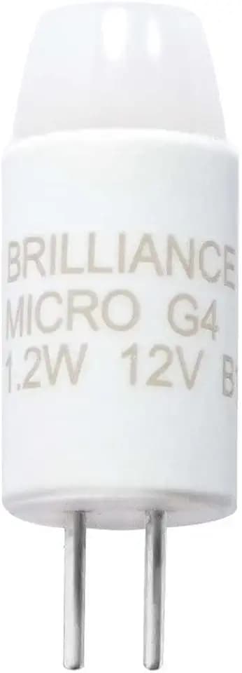 Brilliance Micro G4 Bi-Pin Low Voltage 12V LED Landscape Lighting Replacement Lamp Bulb, 1.2 Watt, 2700K Warm White, Dimmable 95 Lumens, Replaces 10W Halogen (1 Bulb)