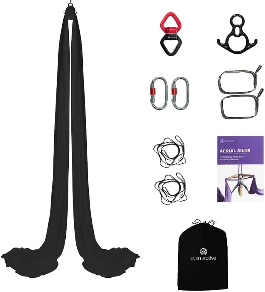 Aerial Silks Yoga Hammock Kit, 11 Yards, Hardware and Swivel