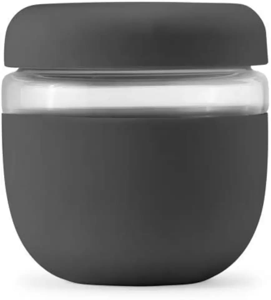 W&P Porter Seal Tight, Lunch Bowl Container w/ Lid | Charcoal 24 Ounces | Leak & Spill Proof, Soup & Stew Food Storage, Meal Prep, Airtight, Microwave and Dishwasher Safe, BPA-Free Glass