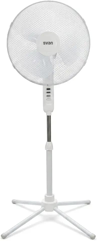 SVAN Standventilator, Weiß, SVP401600O, 3 Geschwindigkeiten, Größe 40,6 cm, oszillierend, verstellbare Neigung, 3 Flügel, maximale Abdeckungsfläche 20 m²