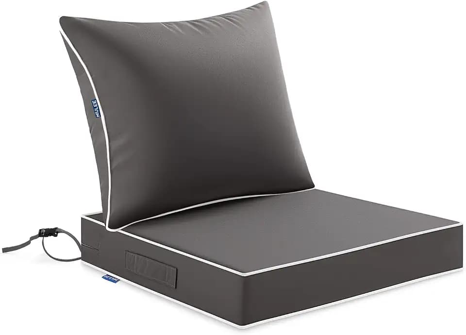 MIULEE Dark Grey Outdoor Seat Cushion 22x22 Inch Waterproof Cushion