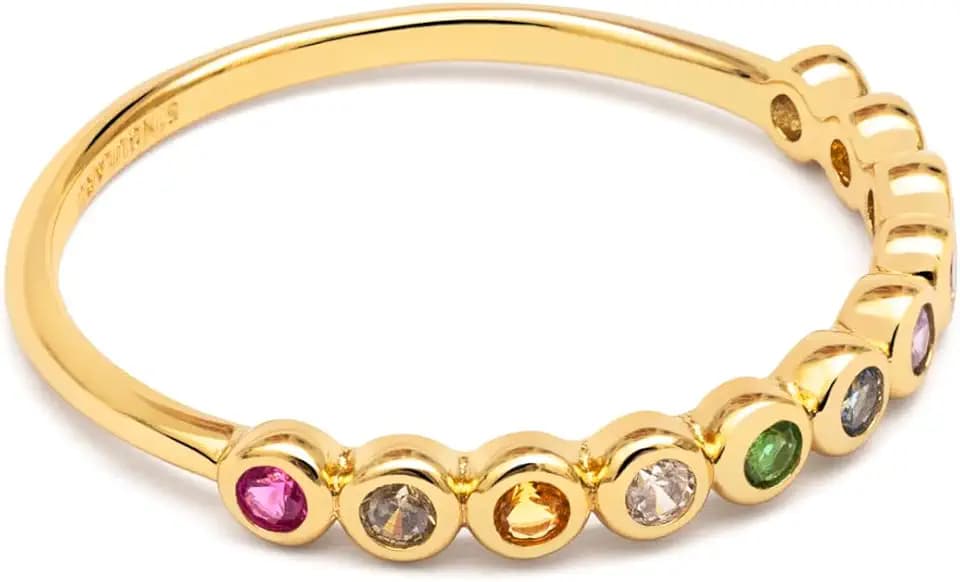 SINGULARU - Orbit Ring - Ring aus Messing mit 18Kt Goldüberzug - Ring mit farbigen Kristallen - Größen von 10 bis 18 verfügbar - Schmuck für Frauen