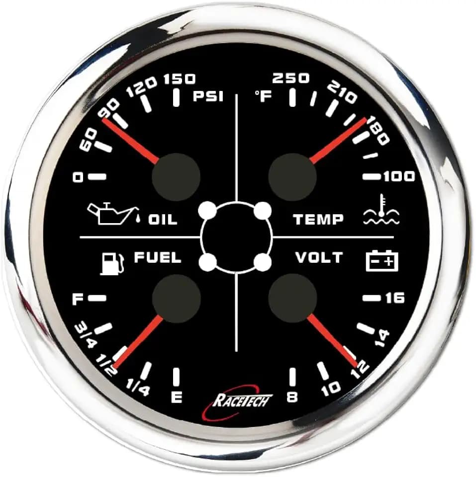 RACETECH 85mm 4in1 Multi-Gauge - Black Dial