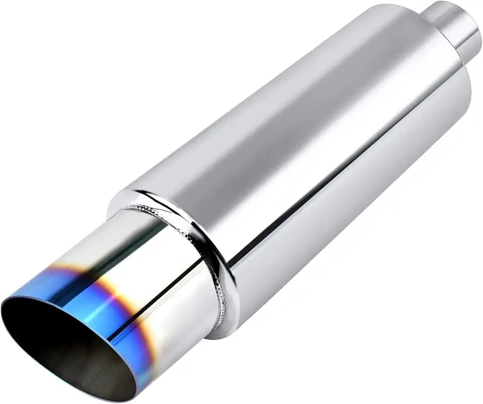 EVIL ENERGY 2.25" Exhaust Muffler, 2.25" Inlet (OD) 3" Outlet Stainless Steel Universal Straight Through N1 Style Burnt Exhaust Tip, Deep Tone for Modern Trucks, Muscle Cars & Daily Drivers