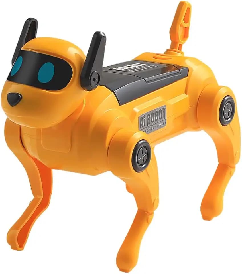 DIY Voice Control Robot Dog Assembly Kit with Movable Limbs, Yellow