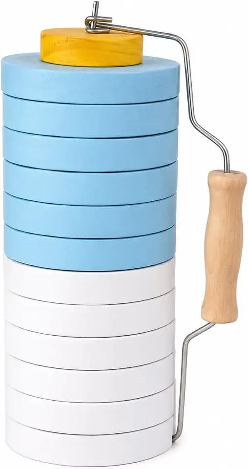Traditional Tejo Beach Game – Complete 13-Disc Set with Carrying Handle, Sky Blue & White Discs, Yellow Target, Argentina & Uruguay Outdoor Game for Adults & Family