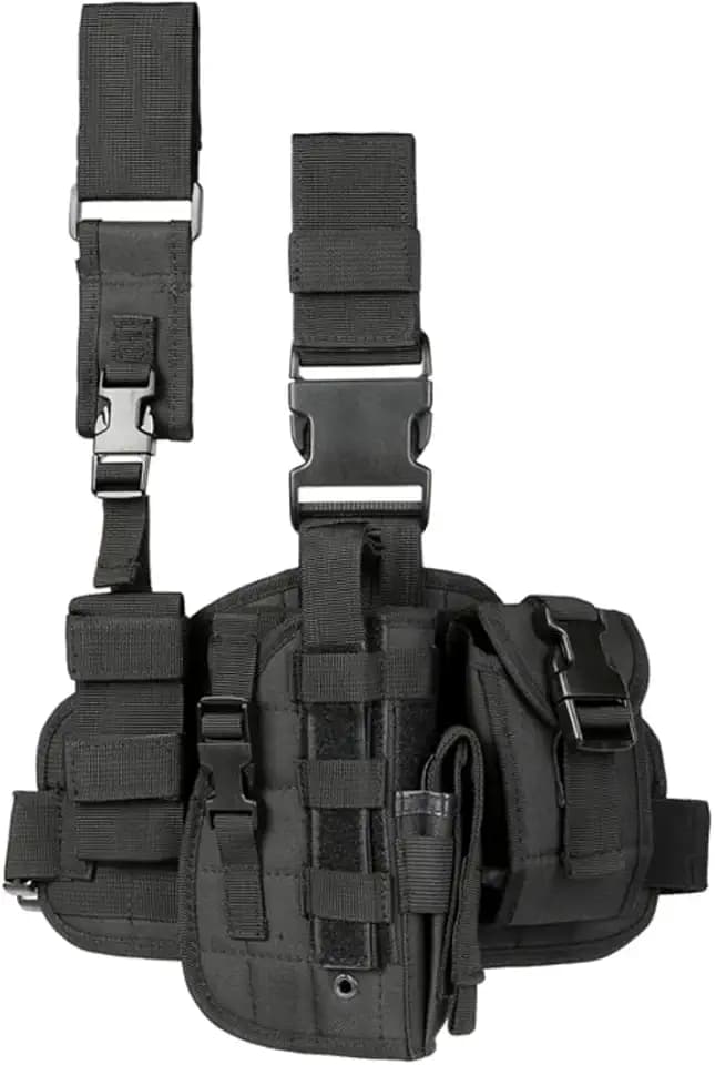 ACEXIER Tactical Drop Leg Holster with Magazine Pouch Tactical MOLLE Pistol Handgun Thigh Pistol Gun Holster Adjustable Right Handed Platform Panel