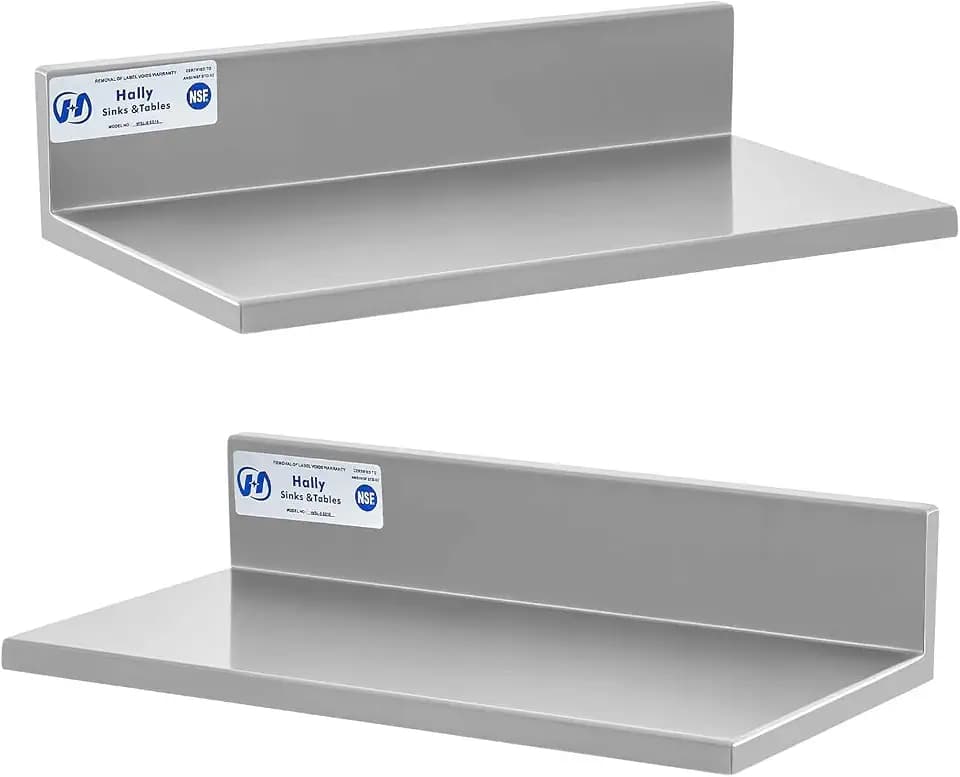 Hally Stainless Steel Wall Shelf 8.6"x16" Commercial Heavy Duty Shelves