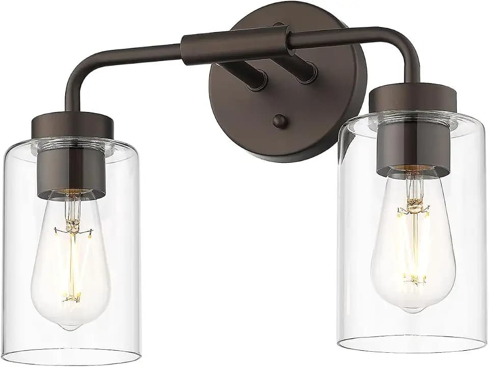 zeyu 2-Light Bronze Vanity Light for Bathroom, Clear Glass, ZS62B-2W ORB