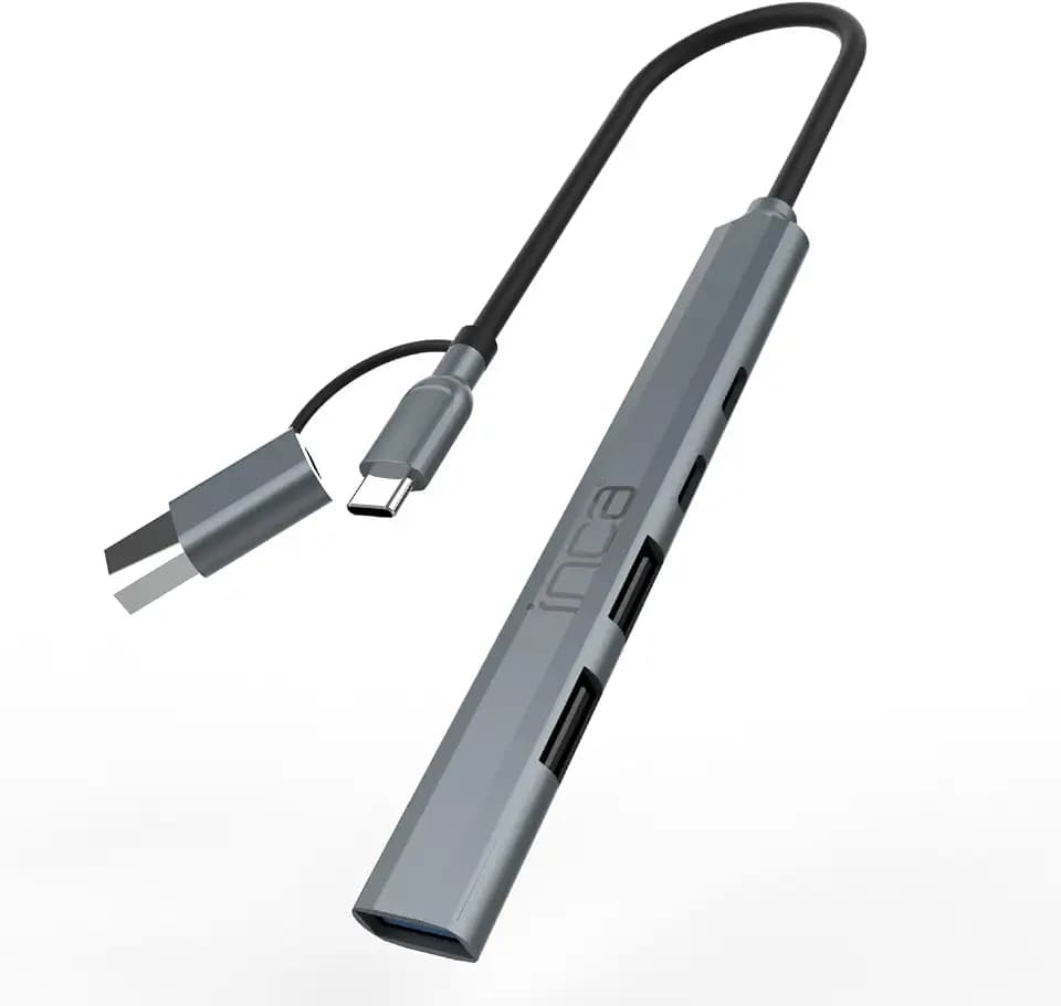 inca IUTP-06TX USB hub, USB-3.0 mit 5Gbps + 2X USB2.0 + Typ-C + PD 100W USB Splitter für MacBook, PC, Laptop, Dell, Thinkpad, Chromebook, Aluminiumgehäuse