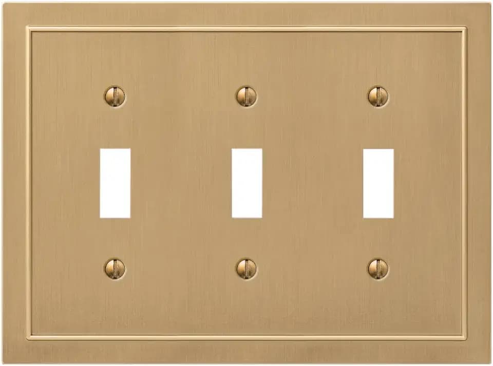Amerelle 57TTTBZ Bethany Wallplate, 3 Toggle, Cast Metal, Brushed Bronze, 1-Pack