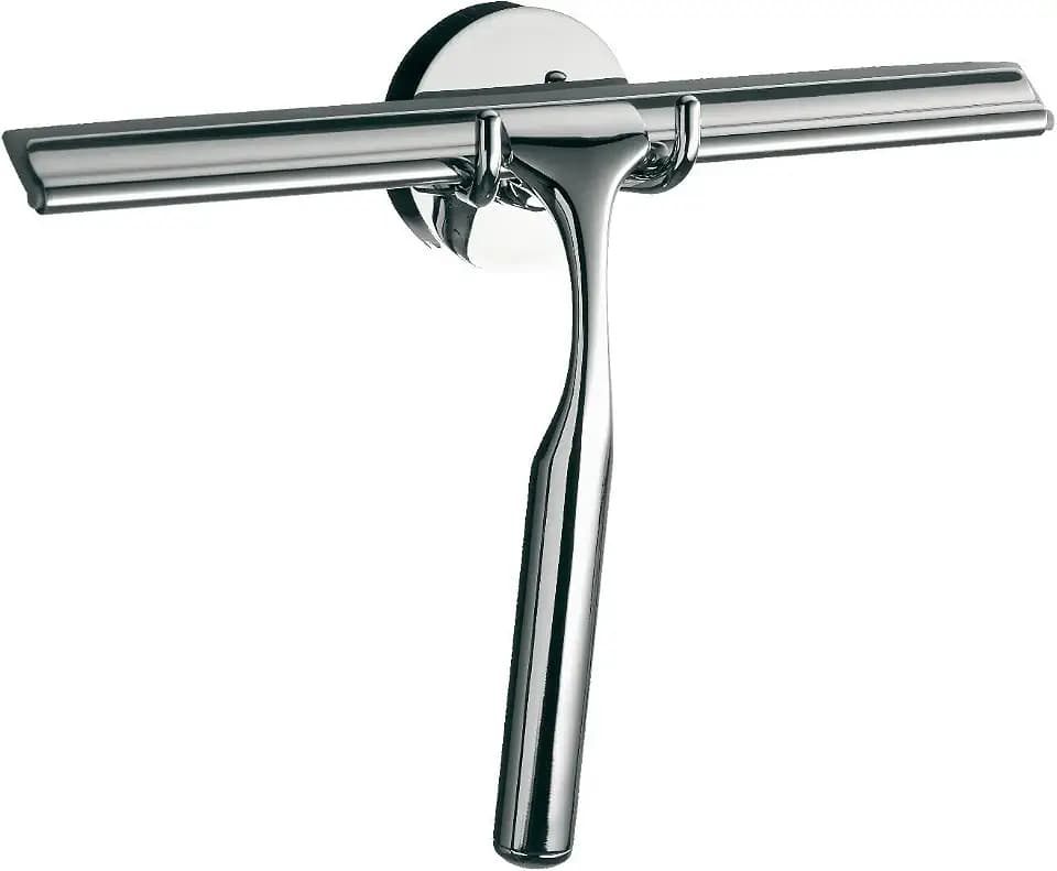 emco SYSTEM2 Duschwischer mit Halterung, Duschabzieher aus Metall zur Wandmontage, stilvoller Glasabzieher für eine streifenfreie Dusche, chromfarben