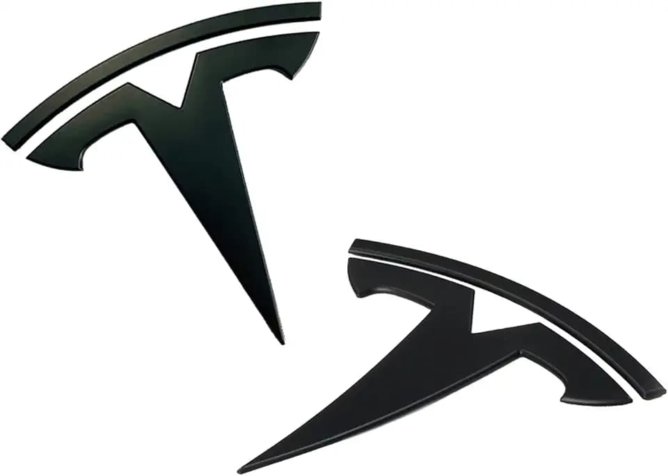 Car Original Logo 3D Metal Emblem Replacement Sticker for Tesla Model 3, Front & Trunk Badge 2 PCS (Matt Black)