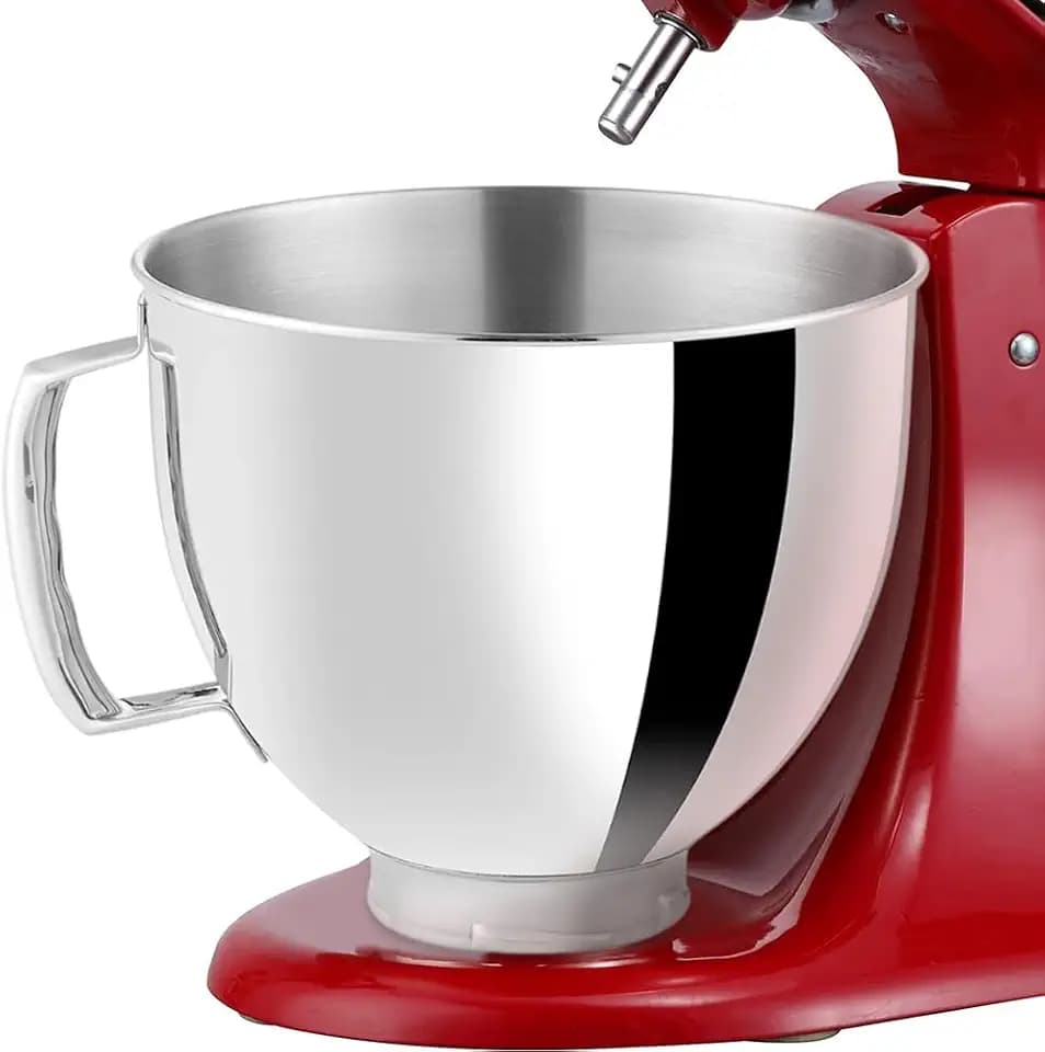 Edelstahl Schüssel für Kitchen Aid 4,5-5 Quart Standmixer, Eiscrememaschine Aufsatz für Kitchen Aid Rührschüssel, Edelstahlschüssel mit Griff für Kitchenaid Zubehör Spülmaschinenfest