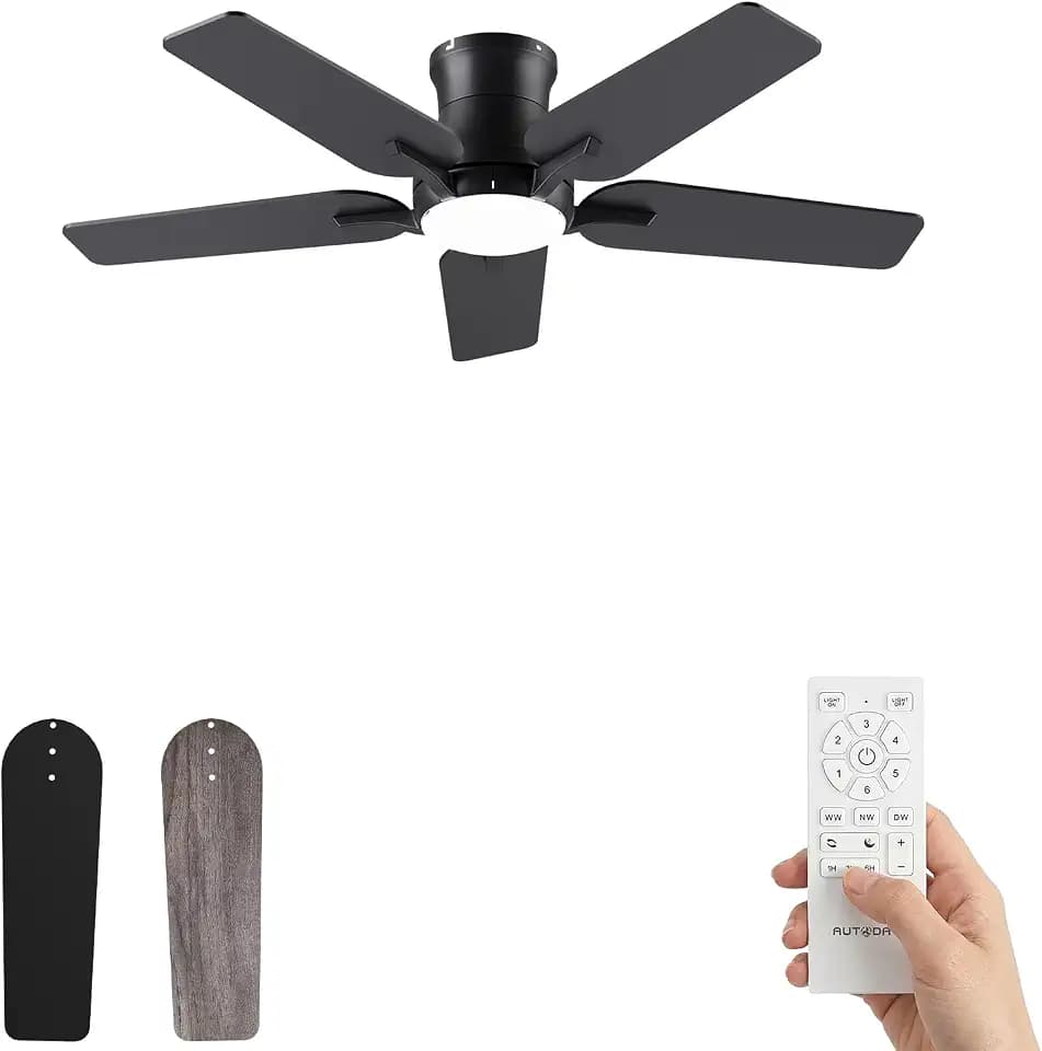 122cm Deckenventilatoren Schwarz Flach mit 5 Flügel, Beleuchtung