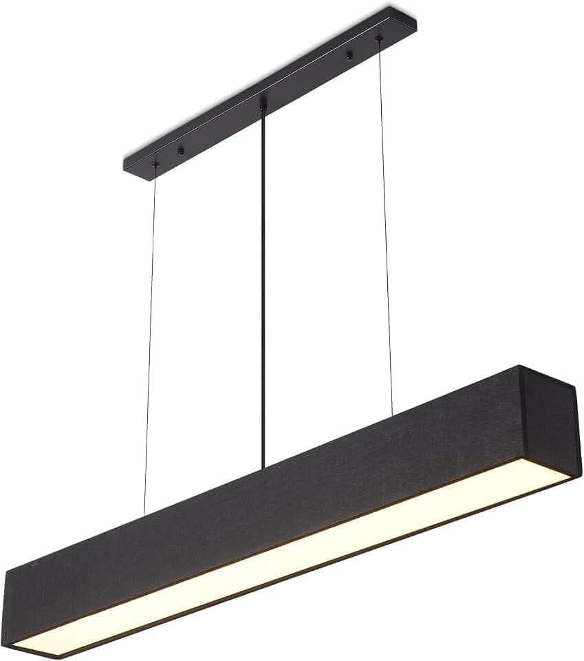 Moderne Kücheninsel Pendelleuchte, 114CM Linear Hängelampe, LED Esszimmerlampe, Hängende Hängeleuchte, Höhenverstellbare Esstischlampe, für Küche, Wohnzimmer, Büro, ohne Batterien, Schwarz