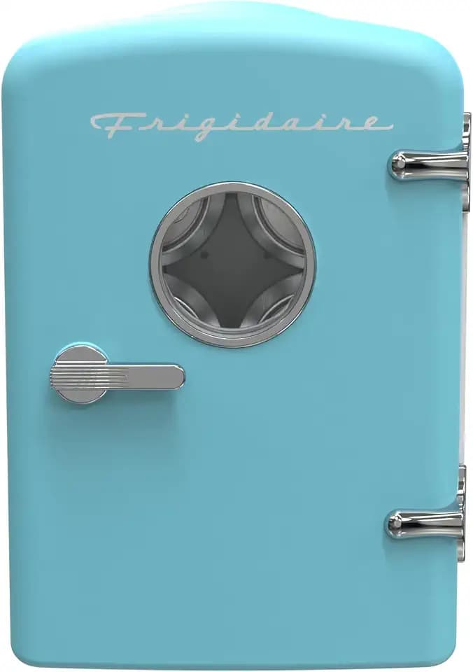 Frigidaire EFMIS171 Retro Mini Portable Personal Fridge - Ideal for Home, Office or Dorm - Includes Carrying Handle, AC/DC Wall/Car Charger (SkyBlu)