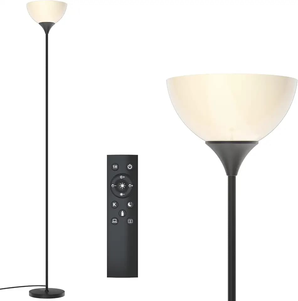 PESRAE Floor Lamp, Remote Control, Stepless Brightness & Color Temperature
