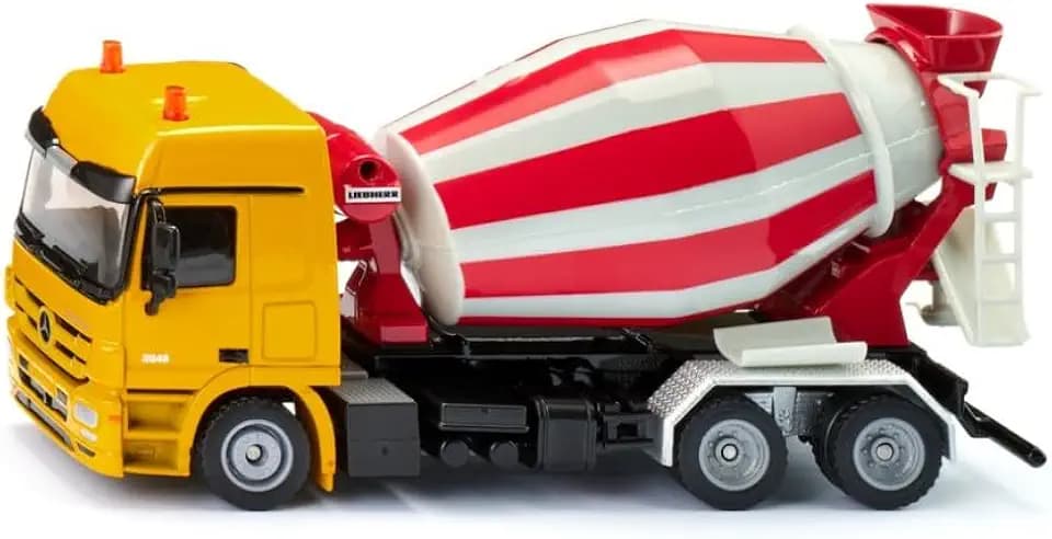 Siku 3539, Mercedes-Benz Fahrmischer mit Liebherr Aufbau, 1:50, Metall/Kunststoff, Gelb/Rot, Baustellen-Spielzeug, Drehbare Trommel