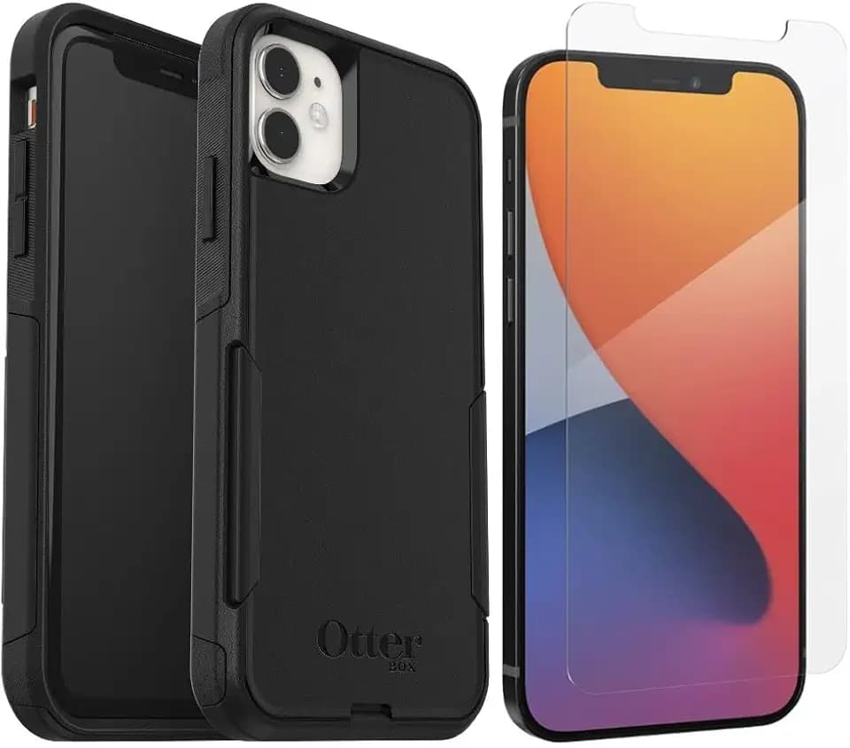 OtterBox Commuter Series Case for iPhone 11 (Only) - with Zagg Glass Elite+ Clear Screen Protector - Non-Retail Packaging - Black
