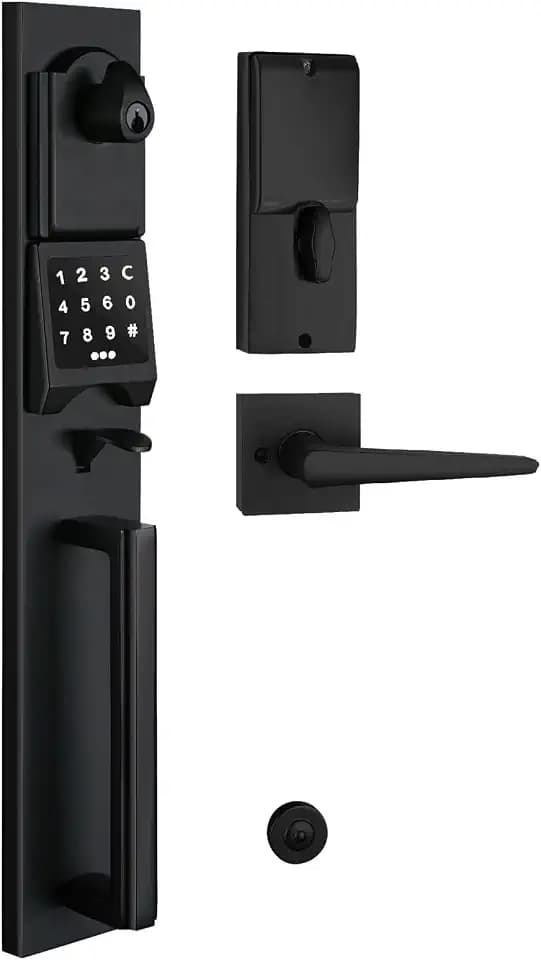 NEWBANG Left-Handed Black Electronic Smart Handleset with Keypad and Key