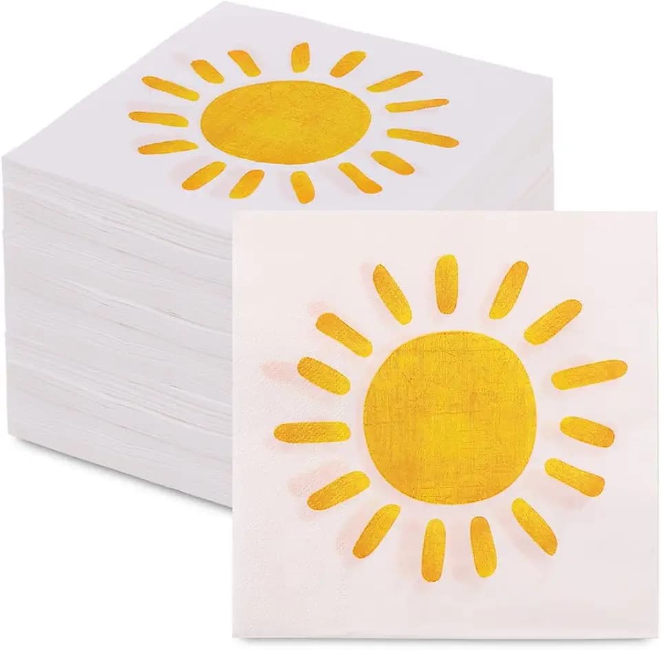 200Pcs First Trip Around The Sun Napkins Boho Sunshine Cocktail Napkins