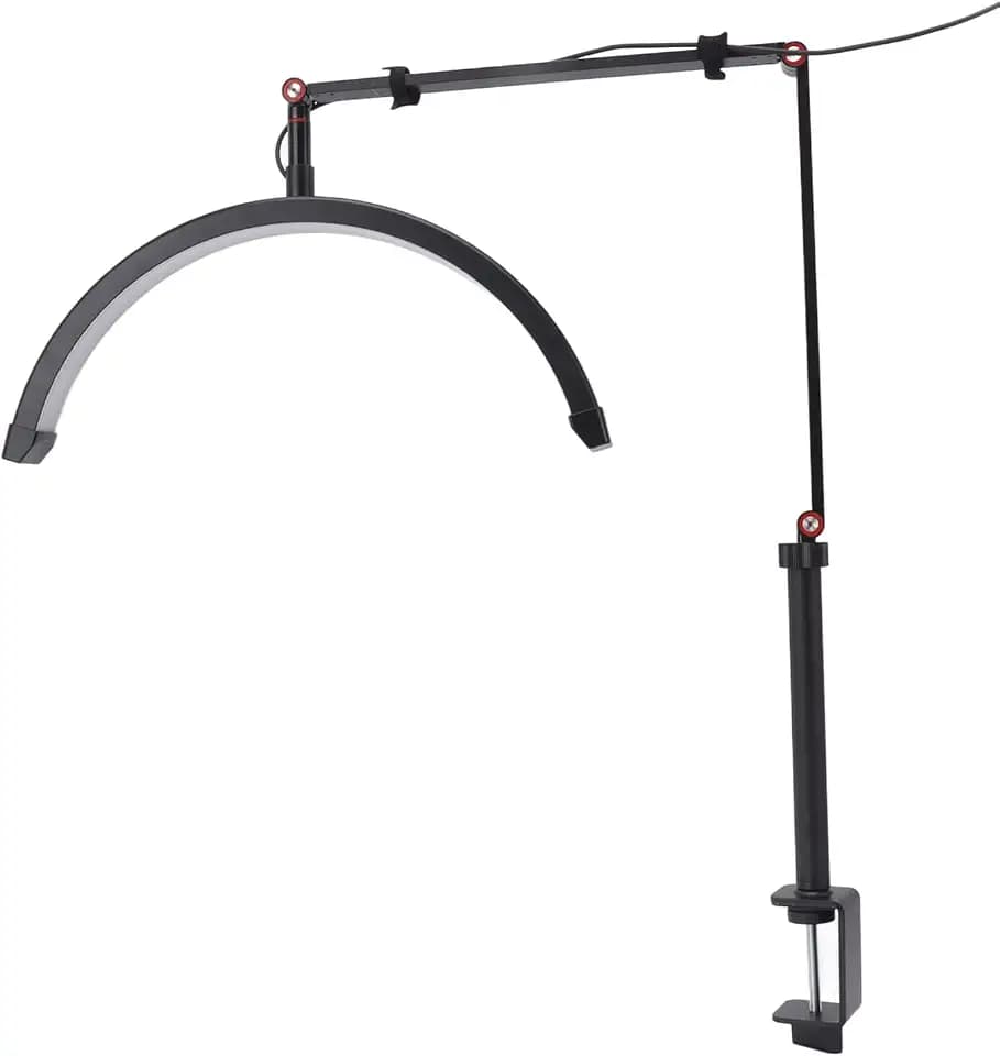 Marhynchus LED-Halbmondlicht-Wimpern-Schreibtischlampe, 10 Gänge Dimmbar, 360-Grad-Drehung, 3 Farben, Wimpernverlängerungs-Schönheitsfülllicht, 20 W, EU-Stecker 100–240 V