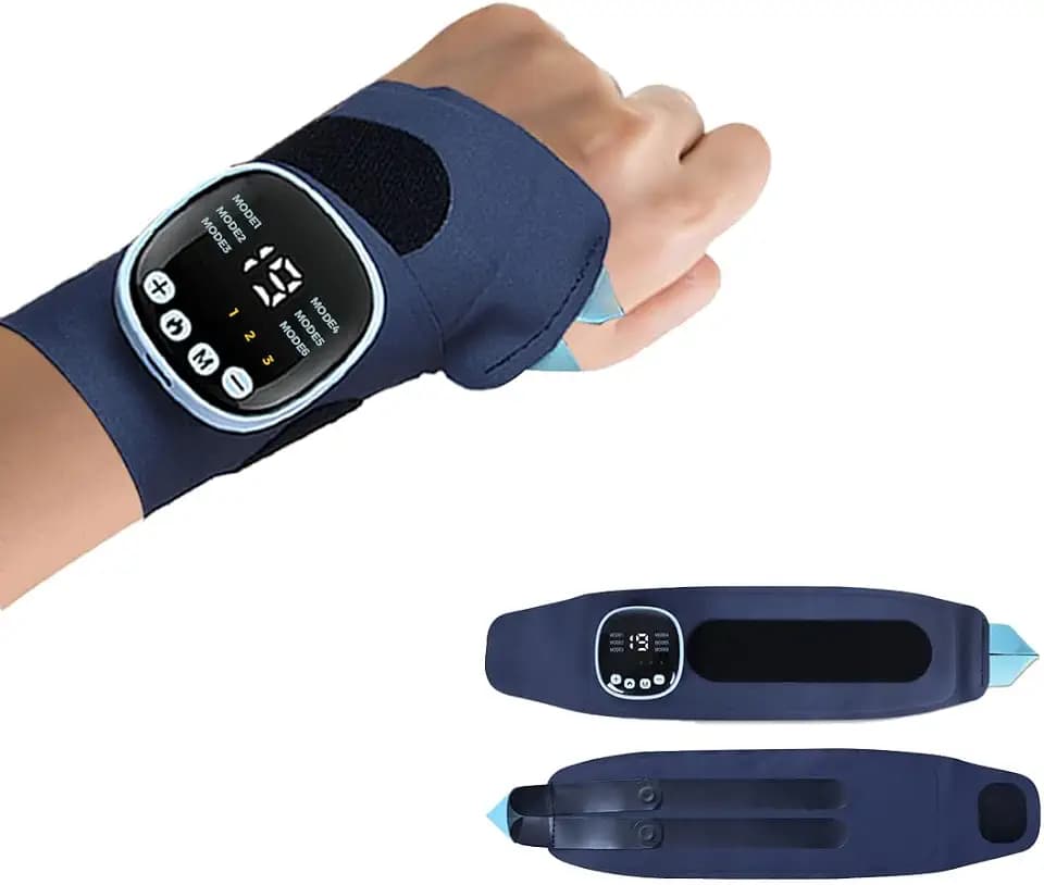 Handgelenk Massagegerät, Elektrische Handmassagegeräte mit 3 Wärmestufen, 6 Massagemodi und 19 Stärke, Wrist Massager für Lindert Ermüdung des Handgelenks, Handgelenkstütze