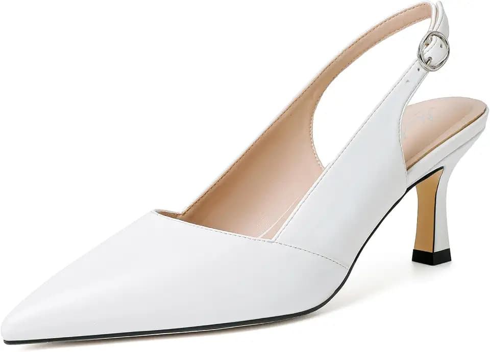 Mostrin Kitten Heels for Women Slingback Pointed Closed Toe Heels Women's Pumps Shoes for Wedding, Party, Commuting