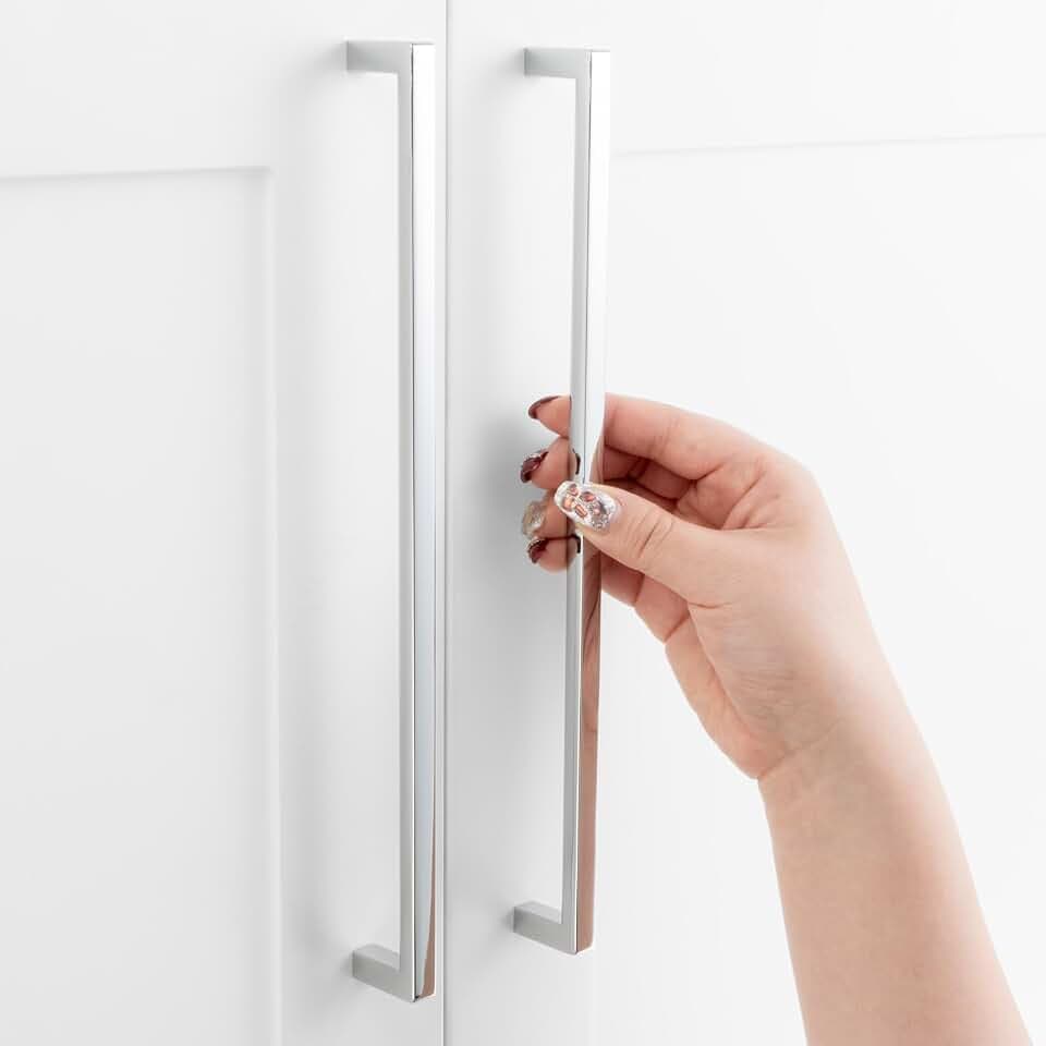 Pack of 1, 10 Inch Hole Centers, Polished Chrome Square Bar Kitchen Cabinet Pull Handle ZP2401 | Solid Hardware for Drawer, Dresser, Bathroom, Vanity, Furniture Door, Cupboard, Bedroom, 10"
