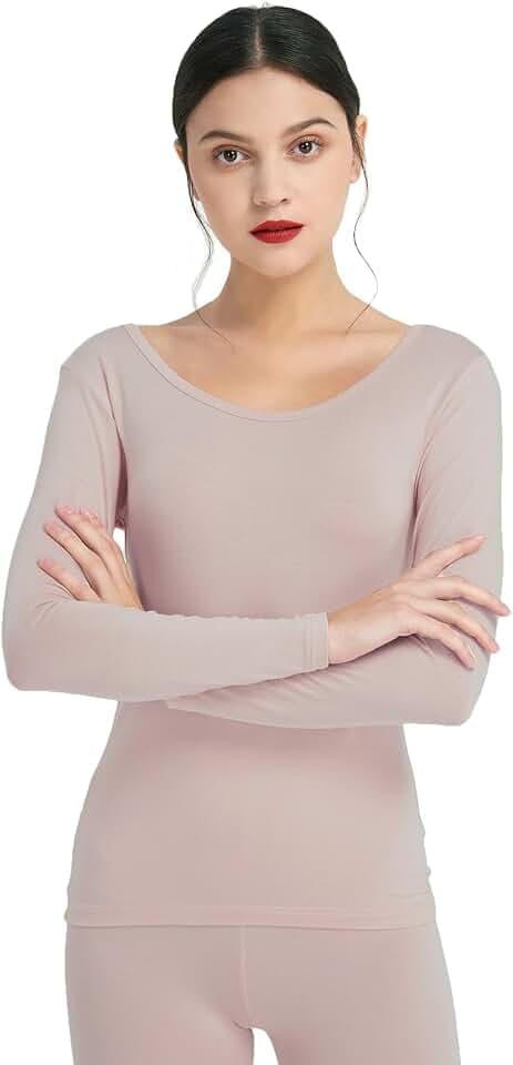 Mcilia Damen ultradünnes Modal-Unterzieh-Shirt mit tiefem Rundhals