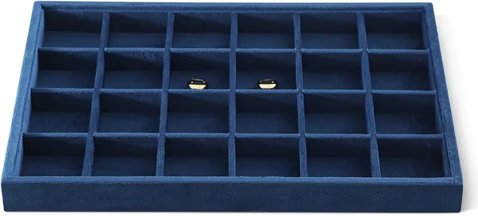 Earring Organizer Tray, Velvet Jewelry Trays，Premium Rock Organizer,Luxury Earring Storage,Blue Earring Case