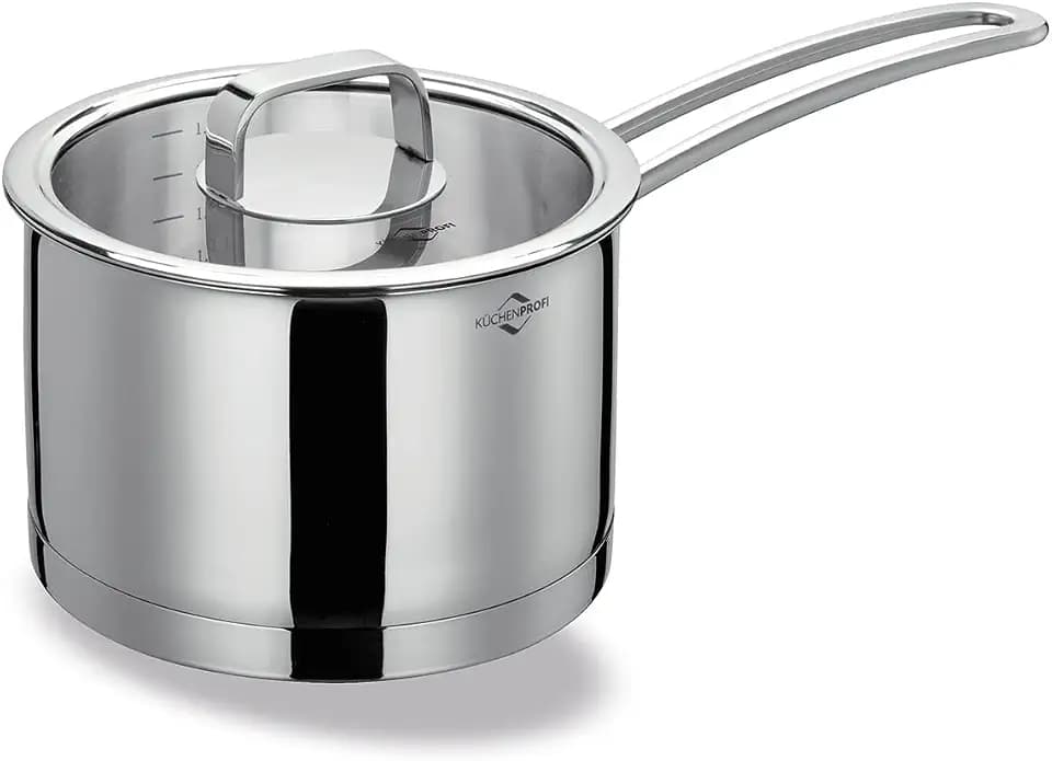 KÜCHENPROFI Stielkasserolle SAN REMO, Edelstahltopf mit Glasdeckel, 2L