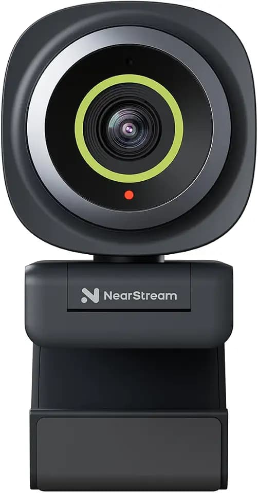 NearStream 1080P Webcam PC 60fps mit Mikrofon Geräuschunterdrückung, Webcam Streaming Autofokus mit einstellbarem FOV, USB Plug and Play, softwaregesteuert (V02AF)