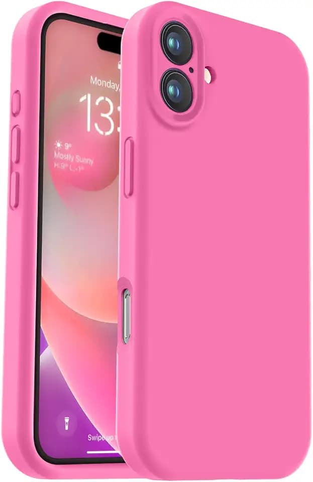 Vooii Compatible with iPhone 16 Case, Liquid Silicone Upgrade [Camera Protection] [Soft Anti-Scratch Microfiber Lining] Shockproof Phone Case for iPhone 16 6.1 inch - Pitaya
