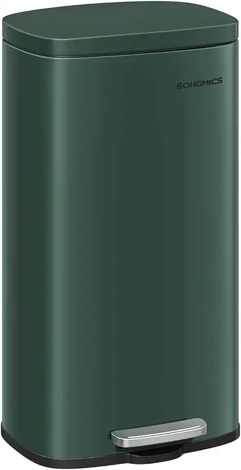 SONGMICS 8 Gallon (30 L) Trash Can, Stainless Steel, Step-On Pedal